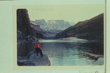 Jorgen Visbak on boulder up river from Tapeats Creek