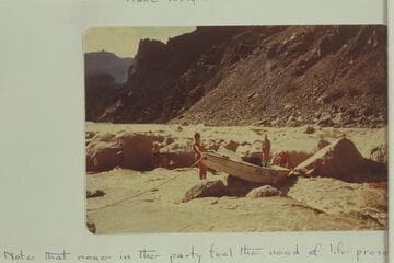Nevills crew portaging Hermit Rapids.  Left to right:  Mary Abbott, Helen Kendall, Jim Rigg, Frank Wright and Norm Nevills