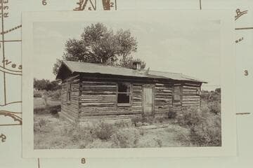Cabin opposite Ouray and above the bridge which is similar to the Pardyn Dodds cabin photographed by Beamn in 1871