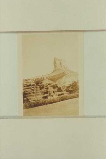 Butte northwest of the end of Steer Mesa from Mile 35 1/2.  Probably end [of] Bighorn Mesa.  Print sent by Adolph G. Sutro.  On the back is written:  Near doublebow knot.  Green River