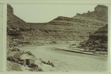 Nevills run from Sand Island to Mexican Hat; San Juan River.  Upstream from near head of gorge