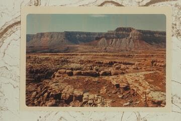 Kanab Point and Fishtail Point from Esplanade below.  Chickapanagi Point