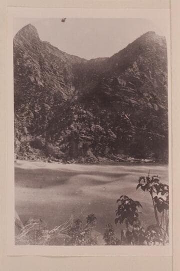 Print from half a stereo:  "Views on the Green River," Canon of Lodore Series; Dunn's Cliff from Triplet Falls