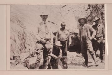 Charles L. Bernheimer at left; Zeke Johnson second from right.  Indian Mike