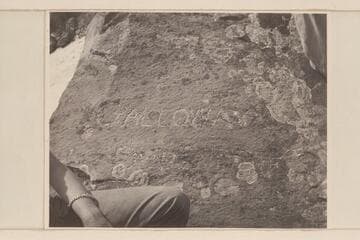 Galloway and Dubendorff names cut in rock at Ashley Falls [on photo reverse:  Name on rock left bank, Ashley Falls]