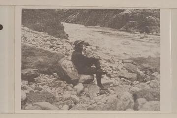 Bert Lauzon at Separation Rapid.  Camp of 1912, Jan. 09