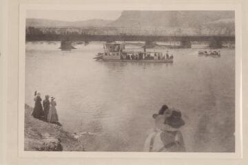 The steamer "Comet" and the Johnson-Moerke stern wheel boat.  Green River, Wyoming