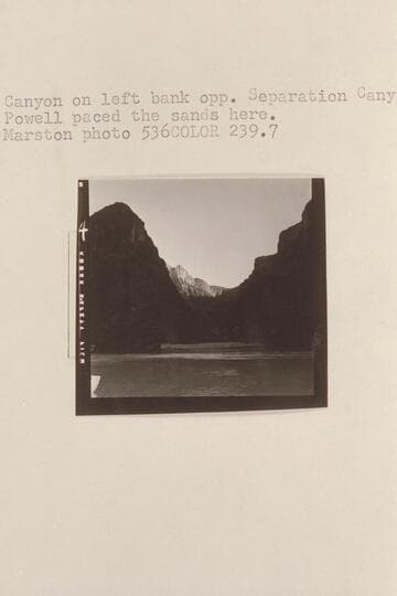 Canyon on left bank opposite Separation Canyon.  Powell paced the sands here