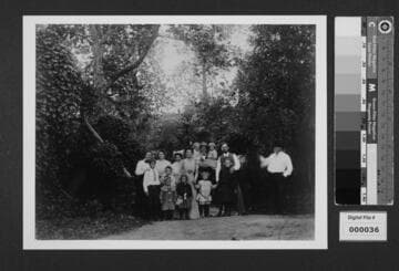 Harrison Gray Otis and family outdoors with horse