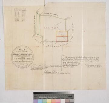 Plat of the Rancho Cienega o Paso de la Tijera confirmed to Tomas Sanchez