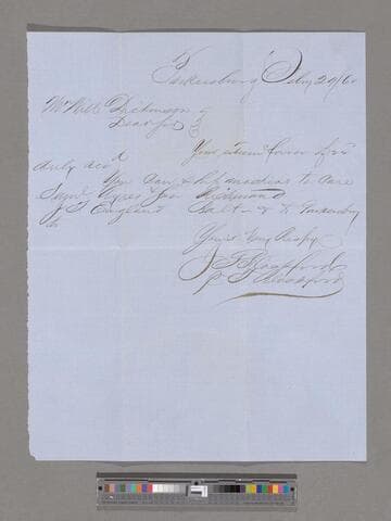J. P. Blackford and ? letter to William Dickinson