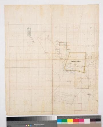 Rancho La Ciénega showing parcels, surface features, & owners in portions of T.1S. R.14-15W., and T.2S. R.14W. S.B.M