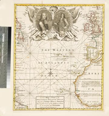 New Map or Chart of the Western or Atlantic Ocean, with part of Europe Africa & America: Shewing the Course of the Galleons, Flota &c. to and from the West Indies