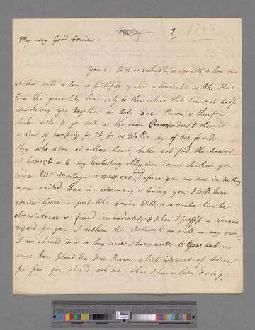 Montagu, Elizabeth (Robinson). Letter to Mr. & Mrs. William Freind