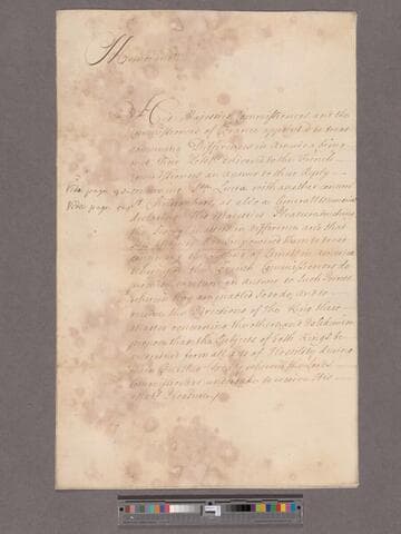 Great Britain. Commissioners appointed for the execution of the Treaty of Neutrality in America. 1686. Memorandum concerning the Treaty