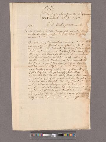 Nanfan, John. To [Richard Coote, 1st] Earl of Bellomont : Extract of a letter