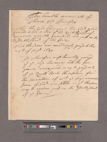 Fairfax, Thomas, 5th Baron Fairfax of Cameron. Letter to Sidney, Baron Godolphin?