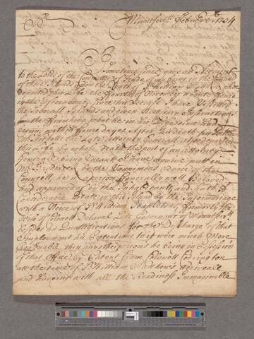 Johnston, John. Letter to William Blathwayt