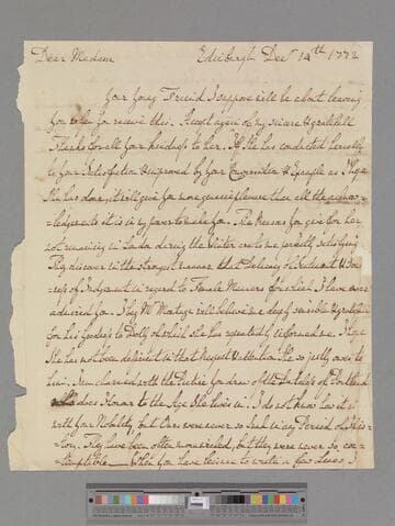 Gregory, John. Letter to Elizabeth (Robinson) Montagu
