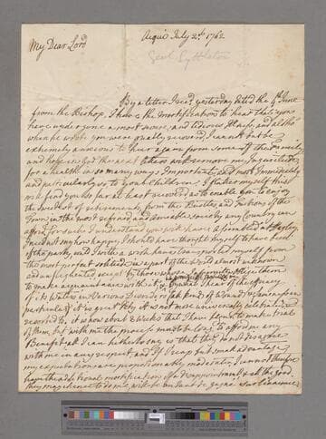 Lyttelton, Sir Richard. Letter to George Lyttelton, 1st Baron Lyttelton of Frankley
