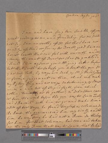 Pulteney, Frances (Pulteney), Lady. Letter to Elizabeth (Robinson) Montagu