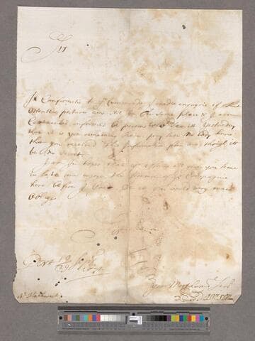 Davidson, Peter. Letter to William Blathwayt