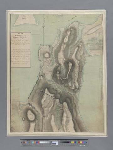 Plan of the northern part of Rhode Island in the township of Portsmouth. Shewing the British posts of defence as compleated during the possession of Rhode Island, from the 8th of Dec. 1776 to the 25th of Oct. 1778. [cartographic material]