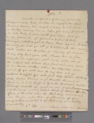 Montagu, Elizabeth (Robinson). Letter to Elizabeth (Vesey) Handcock Vesey