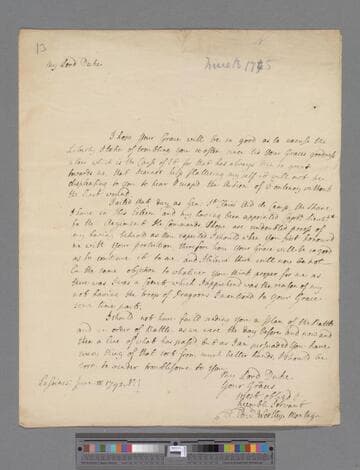 Montagu, Edward Wortley. Letter to John Montagu, 2nd Duke of Montagu