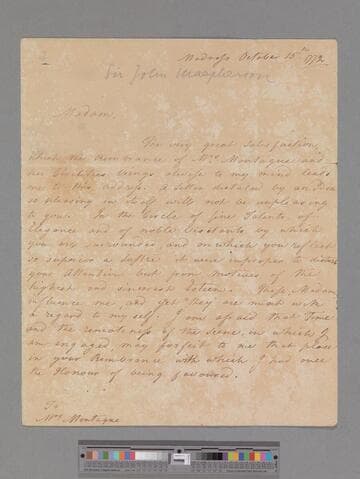 Mac Pherson, Sir John, 1st Bart. Letter to Elizabeth (Robinson) Montagu
