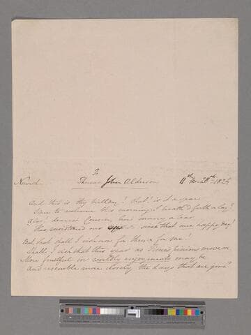 Opie, Amelia (Alderson).  Letter to Thomas John Alderson