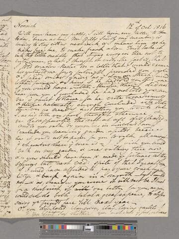 Opie, Amelia (Alderson).  Letter to Eliza (Alderson) Briggs