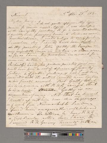 Opie, Amelia (Alderson).  Letter to Henry Perronet Briggs