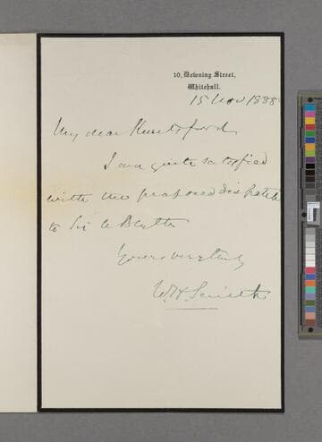 William Henry Smith. Letter to Henry Thurston Holland, 1st Viscount Knutsford