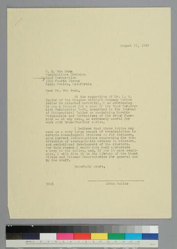 EPH writes to V. B. Von Sonn of the Publications Division