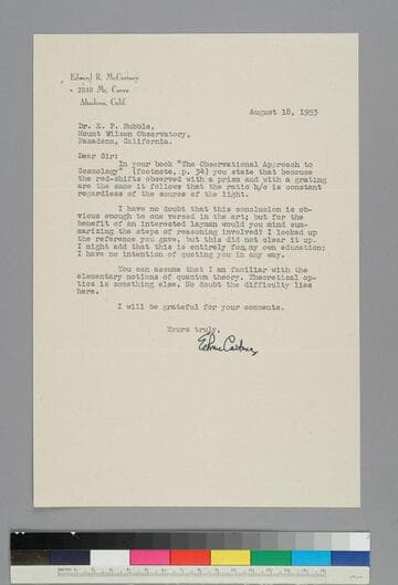 Edward McCartney writes to EPH