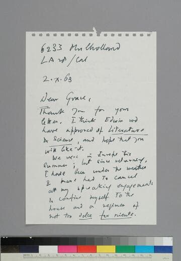 Writer Aldous Huxley writes to GBH