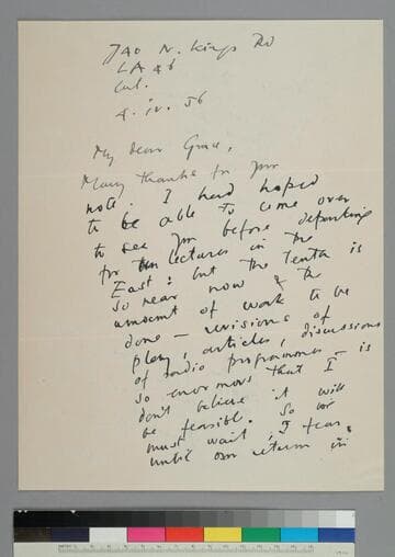 Writer Aldous Huxley writes to GBH