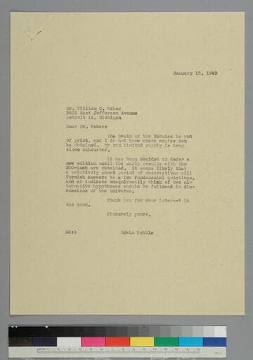 EPH writes to William Weber