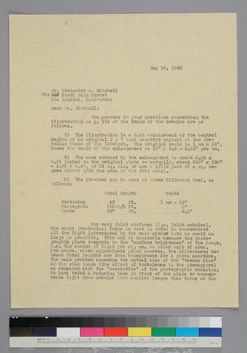 EPH writes to Frederick Mitchell