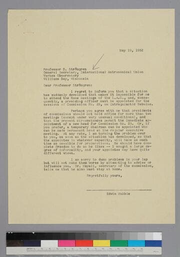 EPH writes to B. Stromgren