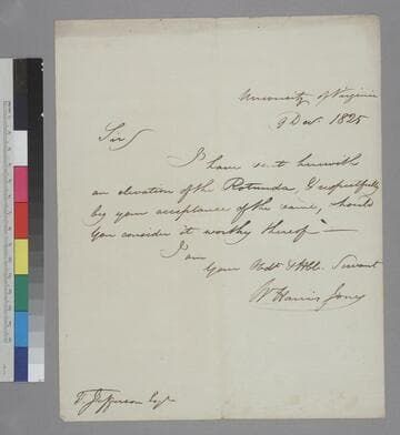 William Harris Jones, University of Virginia, letter to Thomas Jefferson