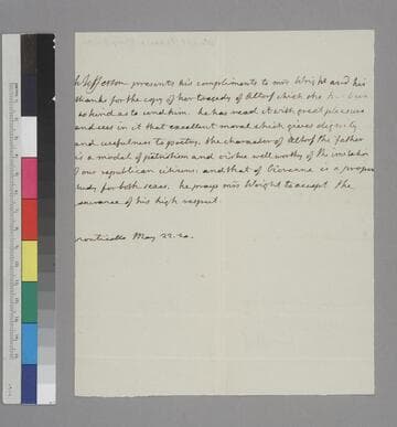 Thomas Jefferson, Monticello, letter to Frances Wright
