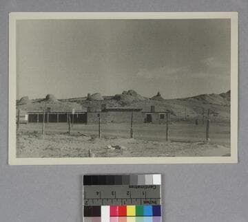 Adobe buildings and rock outcroppings, Kayenta, Arizona