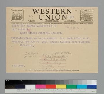 English astronomer Arthur Eddington wires EPH