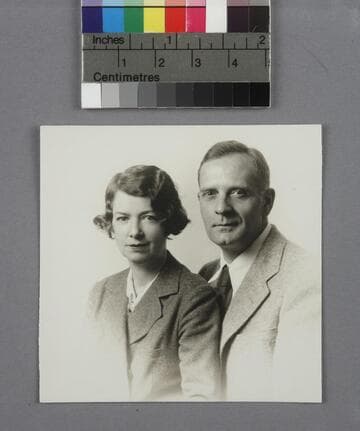 Passport photograph of Grace Burke Hubble and Edwin Powell Hubble