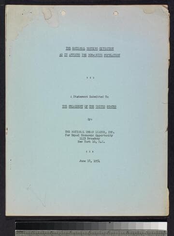 The National Housing Situation as it Affects the Non-White Population