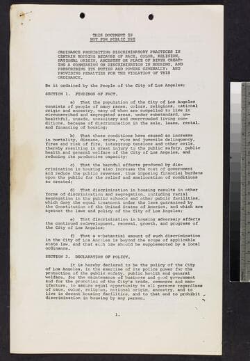 Five manuscripts re: housing legislation in California