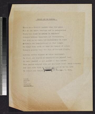 Point of No Return poem