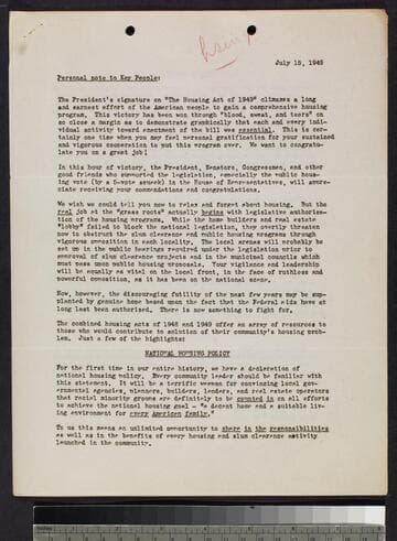 Personal note to Key People